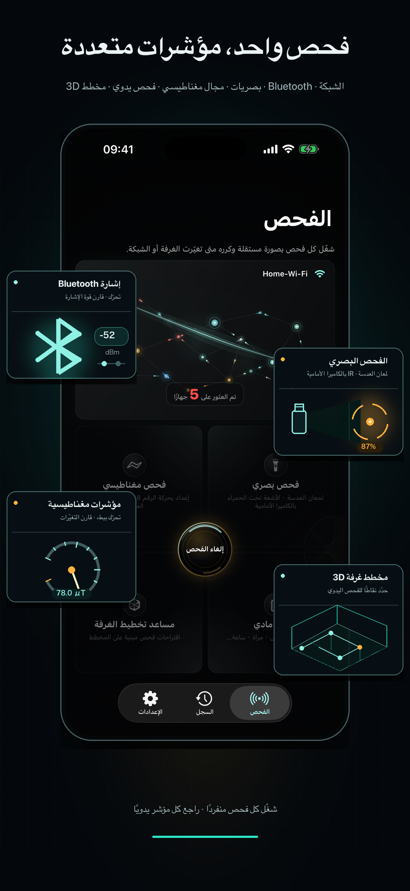نظرة عامة عربية على فحوص CamClue